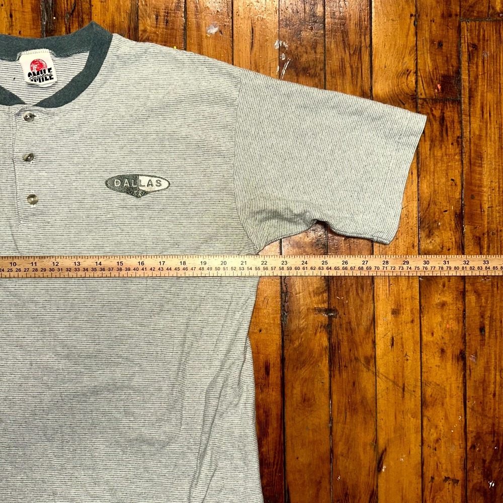 Vintage Carolina Smile Shirt XL Gray Pinstripe Dallas Logo Short Sleeve Classic - Picture 7 of 8